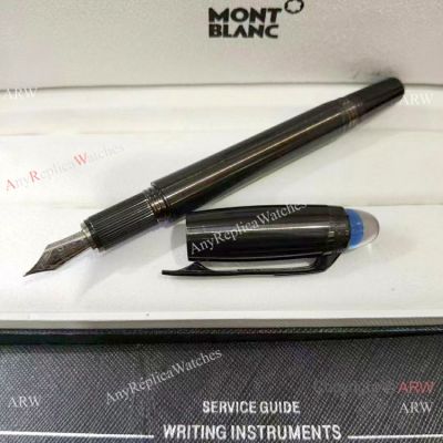 New! AAA Replica Montblanc Starwalker Blue Planet Fountain Black Steel